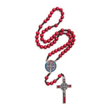 Oremus Mercy - Rosary - St. Benedict Wooden (RED Resin)   20"
