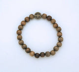Contreras Designs - BA166747 - Benedict Medal Brazilian Wood Beads Bracelet