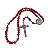 Oremus Mercy - Rosary - St. Benedict Wooden (RED Resin)   20"