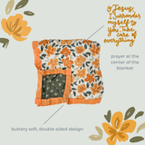 The Little Rose Shop - Catholic Luxury Double Sided Muslin Blanket -Surrender Prayer
