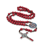 Oremus Mercy - Rosary - St. Benedict Wooden (RED Resin)   20"