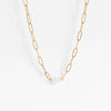 WJW - Stainless Steel / Gold Paperclip Necklace With Pearl: Stainless / 18"+2"