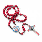 Oremus Mercy - Rosary - St. Benedict Wooden (RED Resin)   20"
