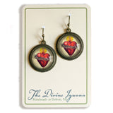 The Divine Iguana - Sacred Heart of Jesus Earrings