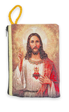 Village Gift Importers - Large Tapestry Rosary Pouch with Sacred Heart of Jesus