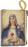 Village Gift Importers - Large Tapestry Rosary Pouch with Sacred Heart of Jesus