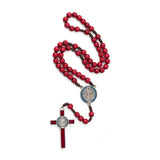 Oremus Mercy - Rosary - St. Benedict Wooden (RED Resin)   20"