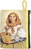 Village Gift Importers - Large Tapestry Rosary Pouch with St. Dymphna Design
