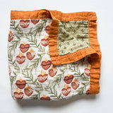 Catholic Luxury Double Sided Muslin Blanket - Holy Family Hearts