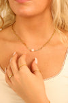 WJW - Stainless Steel / Gold Paperclip Necklace With Pearl: Stainless / 18"+2"