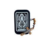 Oremus Mercy - Rosary in Tin w/ Prayer - St. Benedict Wooden *NEW LOOK*