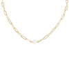 WJW - Stainless Steel / Gold Paperclip Necklace With Pearl: Stainless / 18"+2"