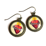 The Divine Iguana - Sacred Heart of Jesus Earrings