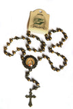 The Divine Iguana - Bronze Glass Beaded Rosary with Black Accent Beads