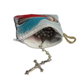 Oremus Mercy - Rosary Pouch - Divine Mercy (WHITE) 3″ x 4″