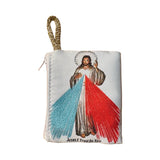 Oremus Mercy - Rosary Pouch - Divine Mercy (WHITE) 3″ x 4″