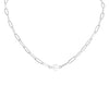 WJW - Stainless Steel / Gold Paperclip Necklace With Pearl: Stainless / 18"+2"