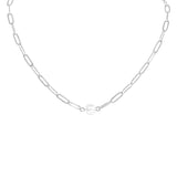 WJW - Stainless Steel / Gold Paperclip Necklace With Pearl: Stainless / 18"+2"